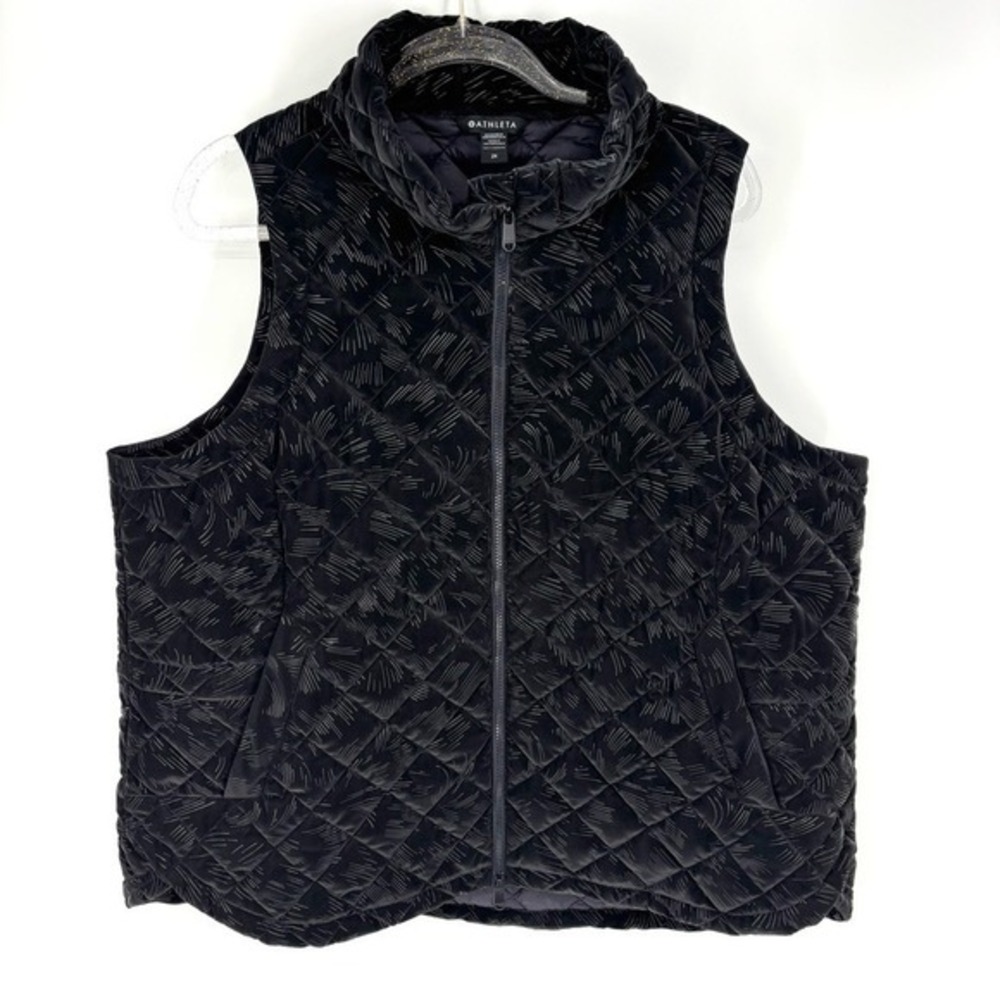 Athleta Whisper‎ Featherless Lux Velvet Vest Size 2X Black